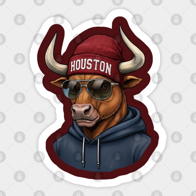 Houston Spirit Animal Texan Bull Sticker by UrbanLifeApparel
